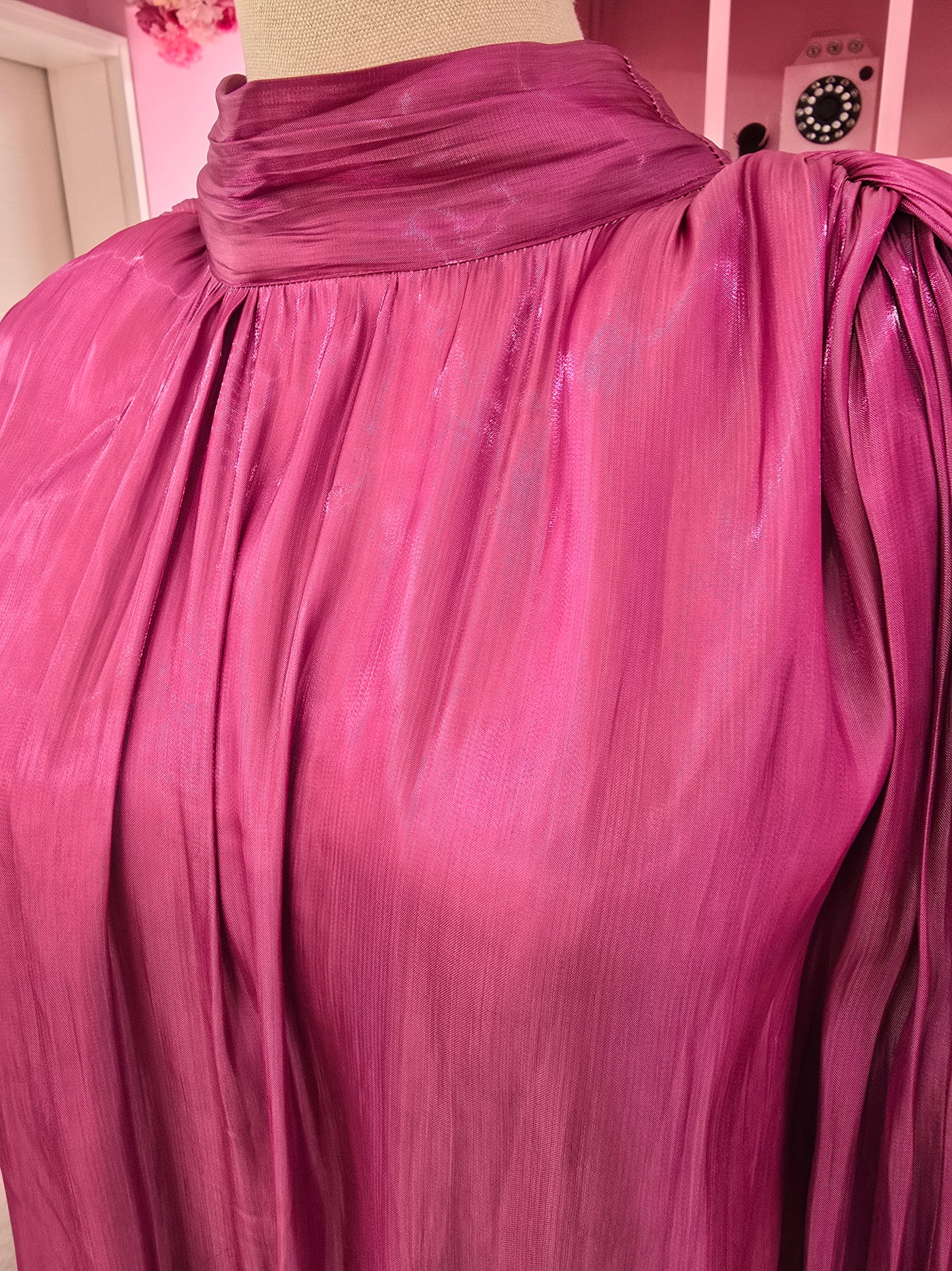 Purple Lantern Sleeve + Tie Blouse