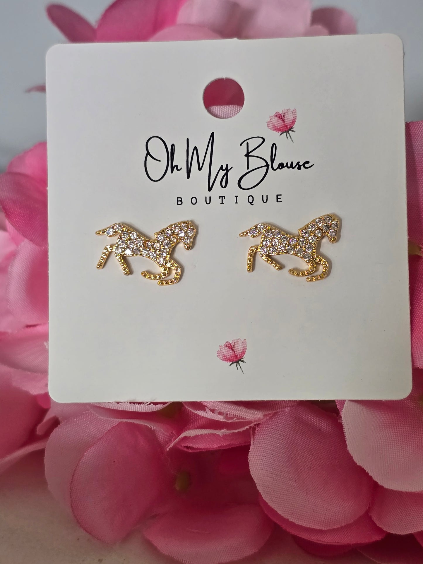 Diamond Gem Horse Earrings