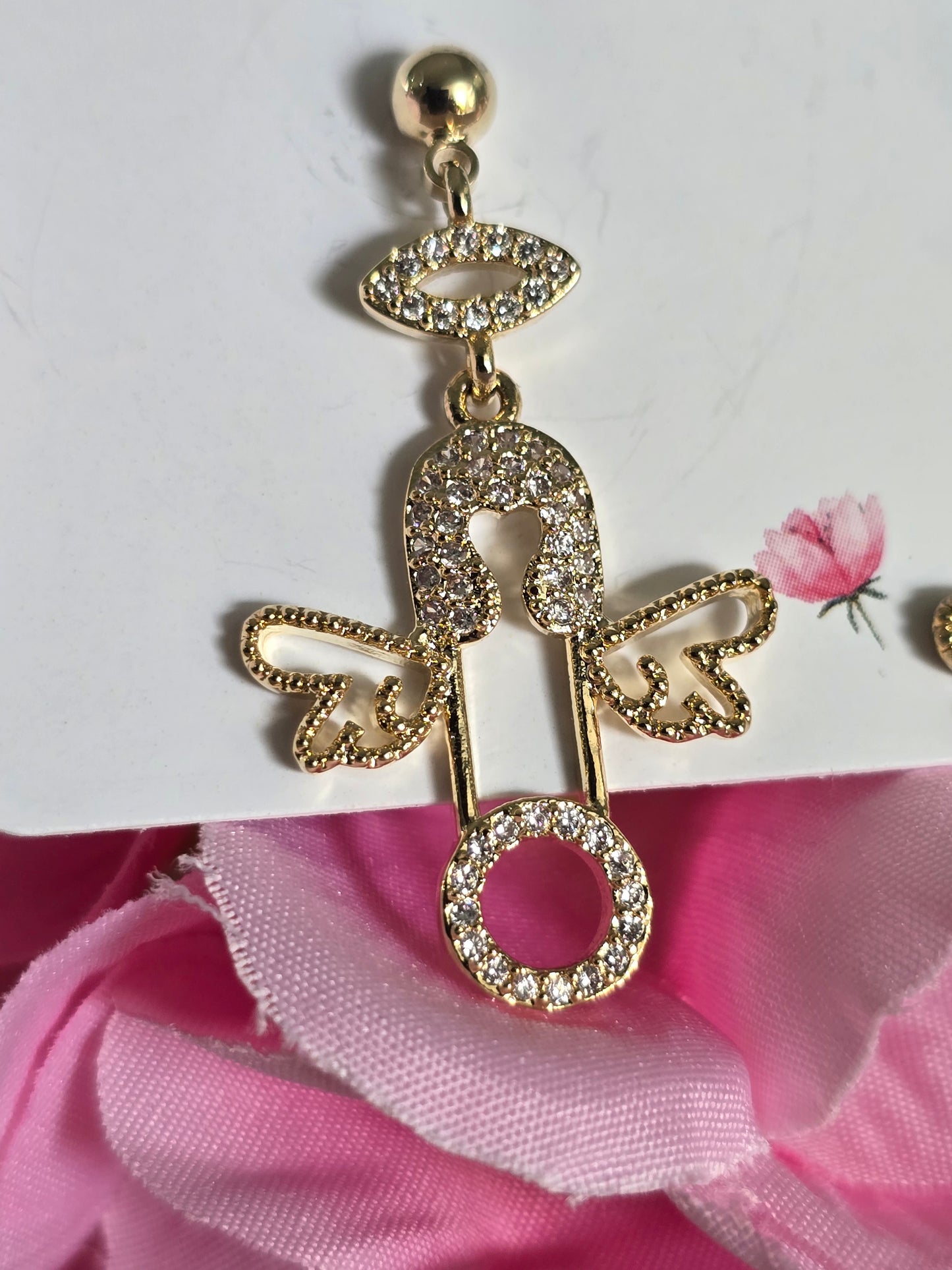 Safety Pin Angel Earrings