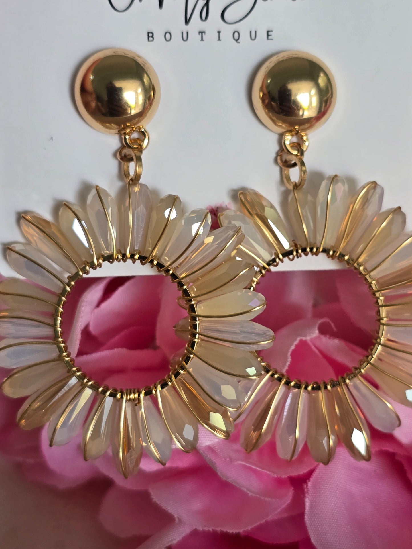 Pearl Goddess Sunflower Earrings