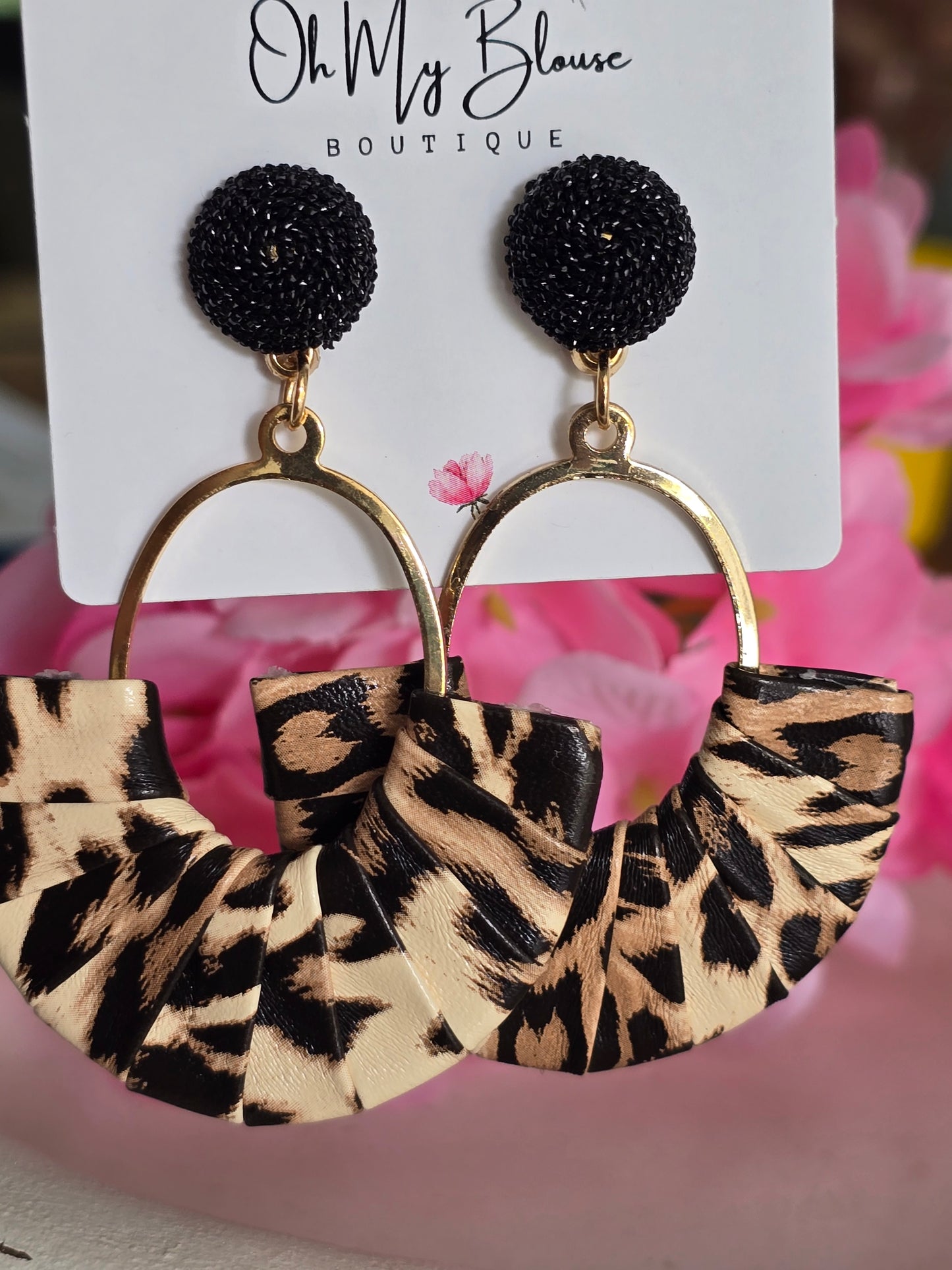 Leopard Halfmoon Earrings
