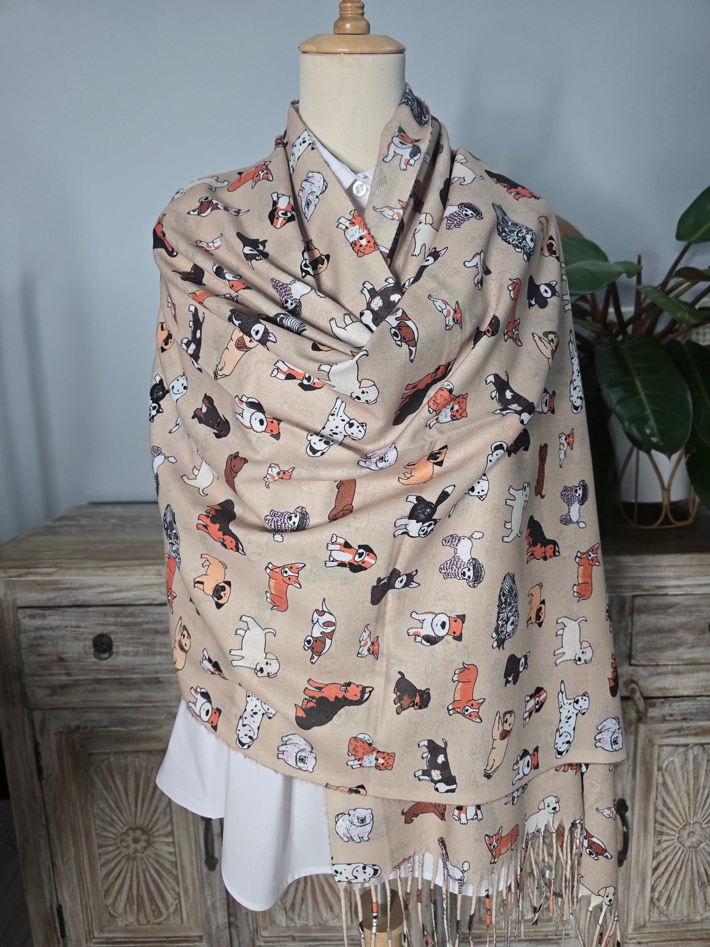 Beige Doggies Scarf
