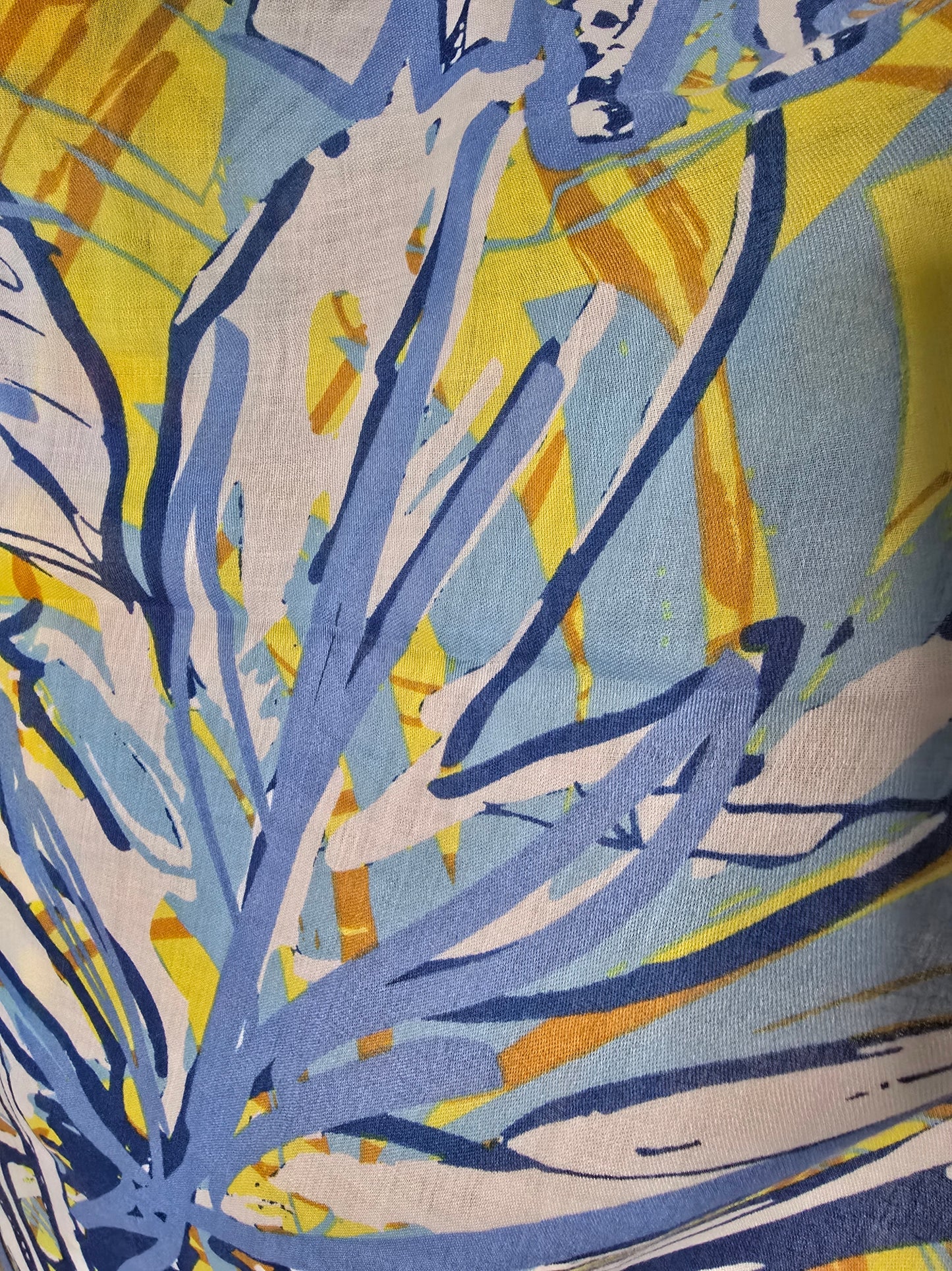 Blue and Yellow Leaves Scarf