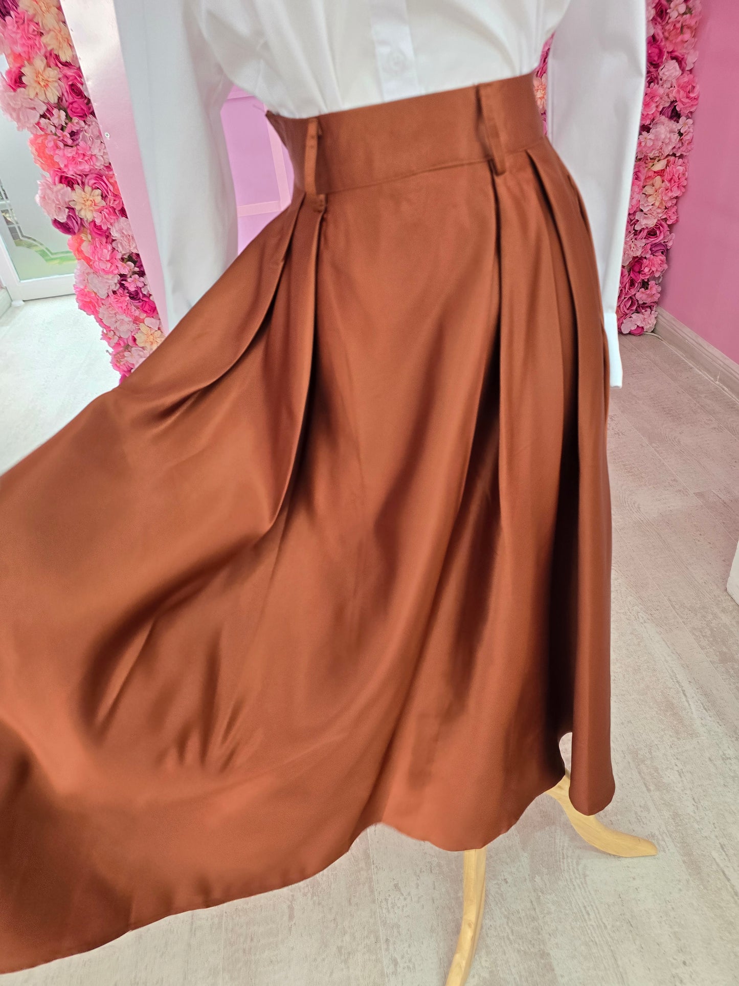 Rust A-Line Skirt Silk (without belt)