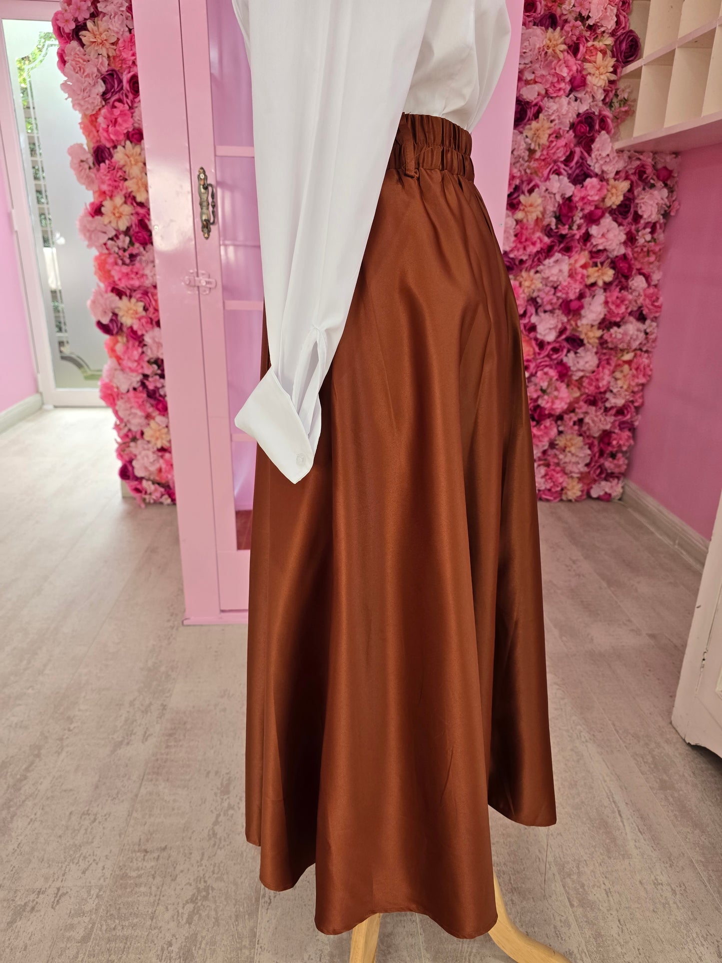 Rust A-Line Skirt Silk (without belt)