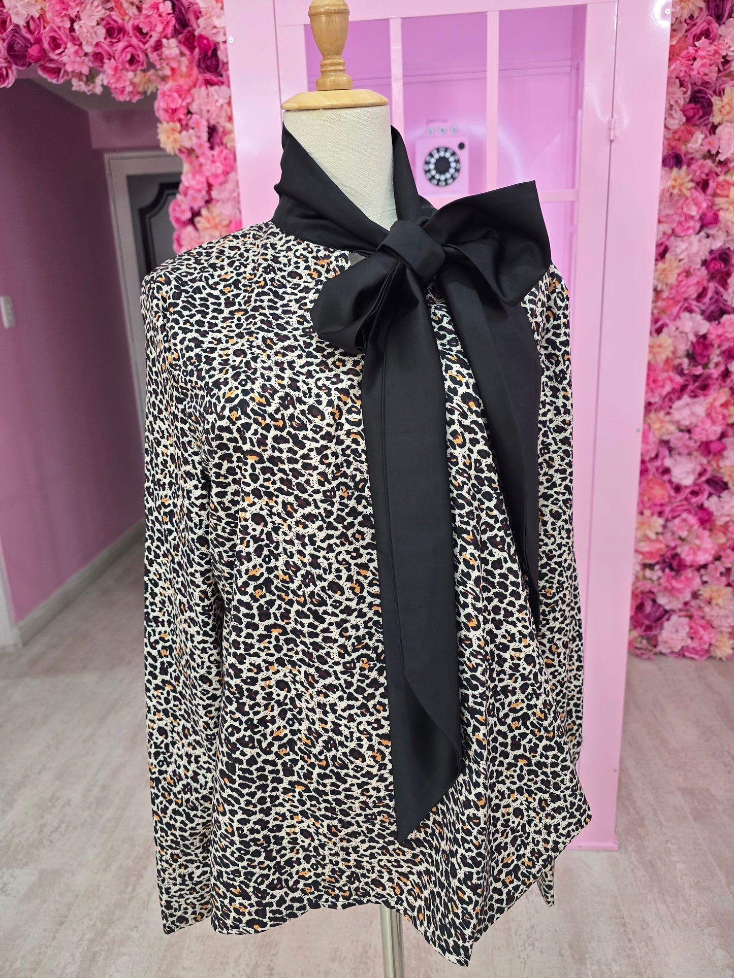 Leopard Bow-tie Blouse