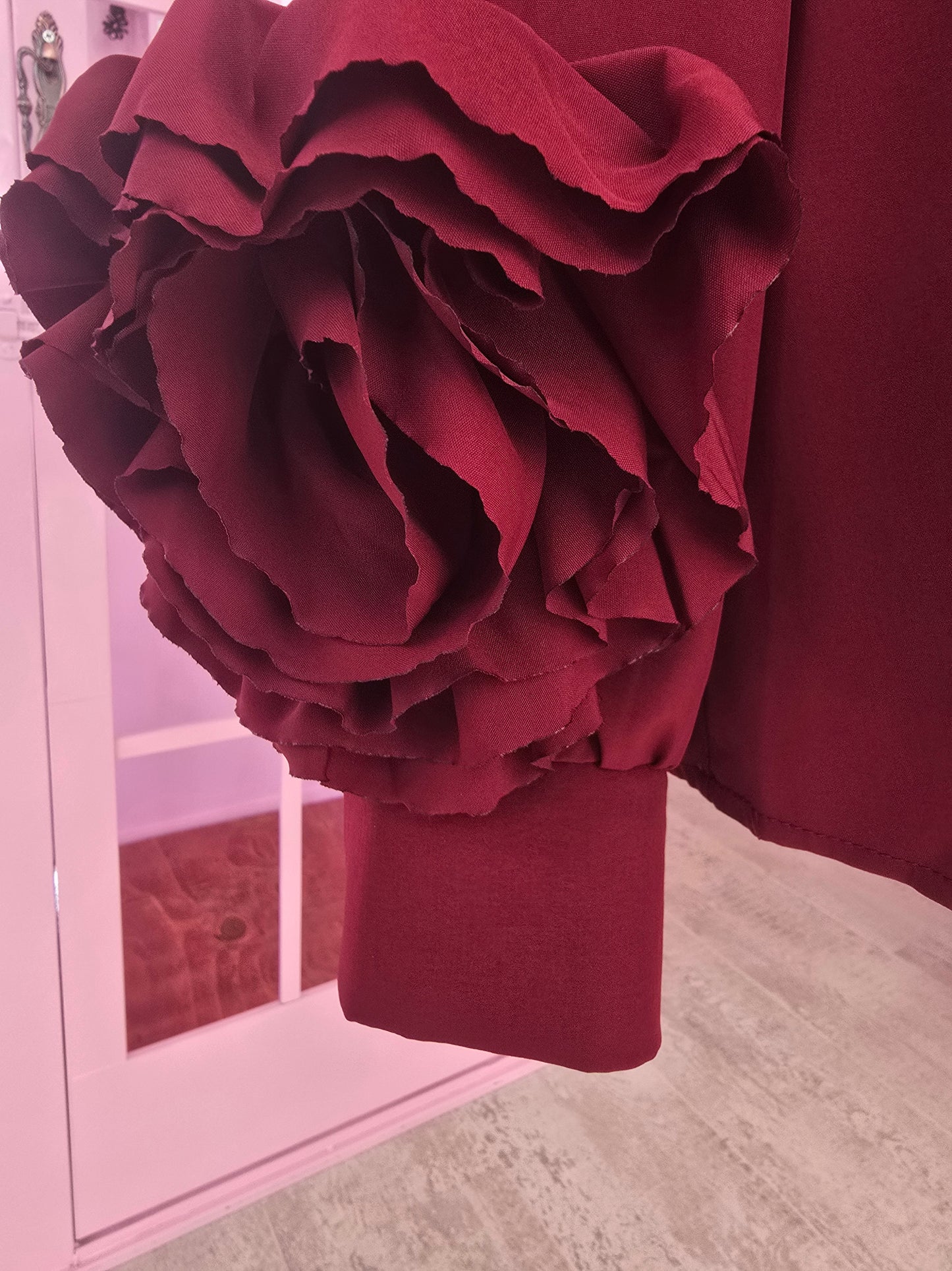 Redwine Blouse with Rose detail