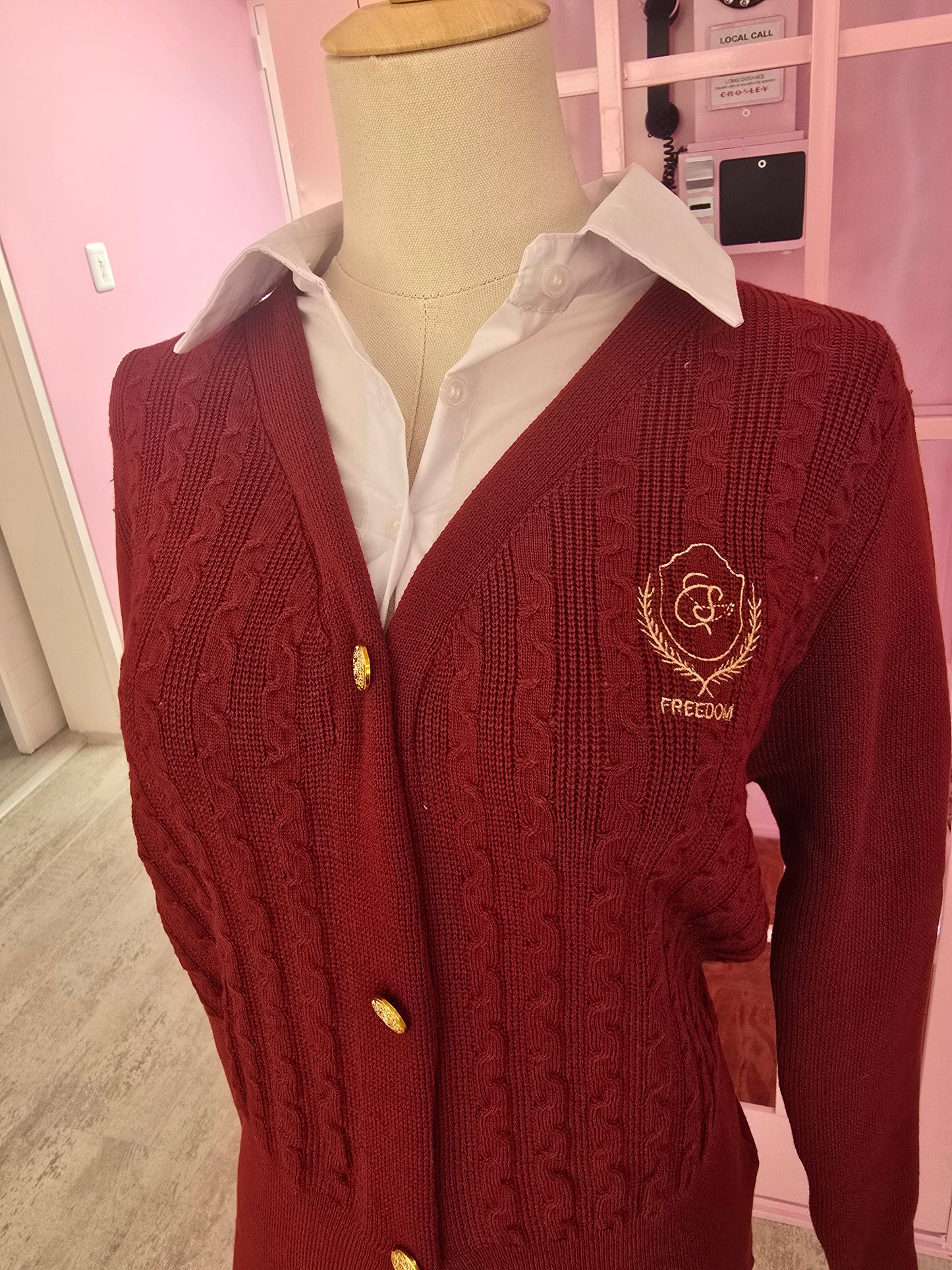Maroon Knit with shirt illusion