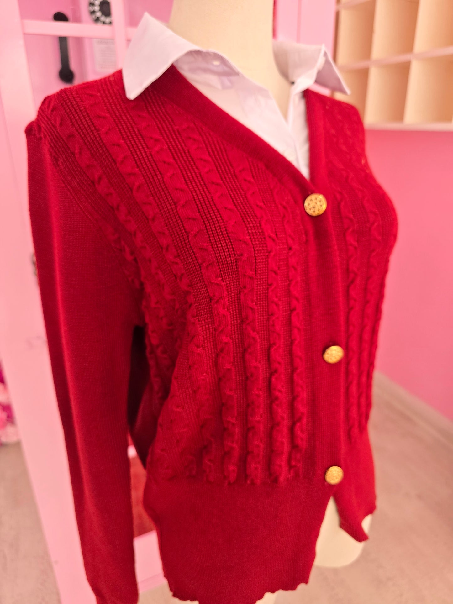 Maroon Knit with shirt illusion