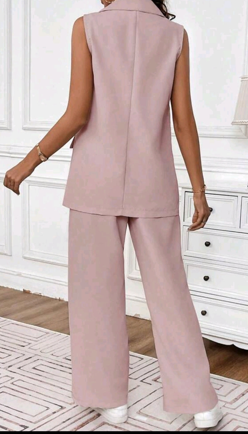 Dusty Rose Casual Vest and Slacks - Set