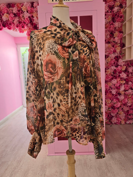 Maroon Leopard Print Blouse