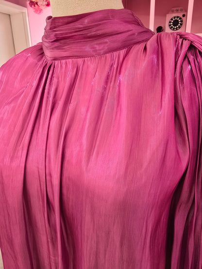 Purple Lantern Sleeve + Tie Blouse