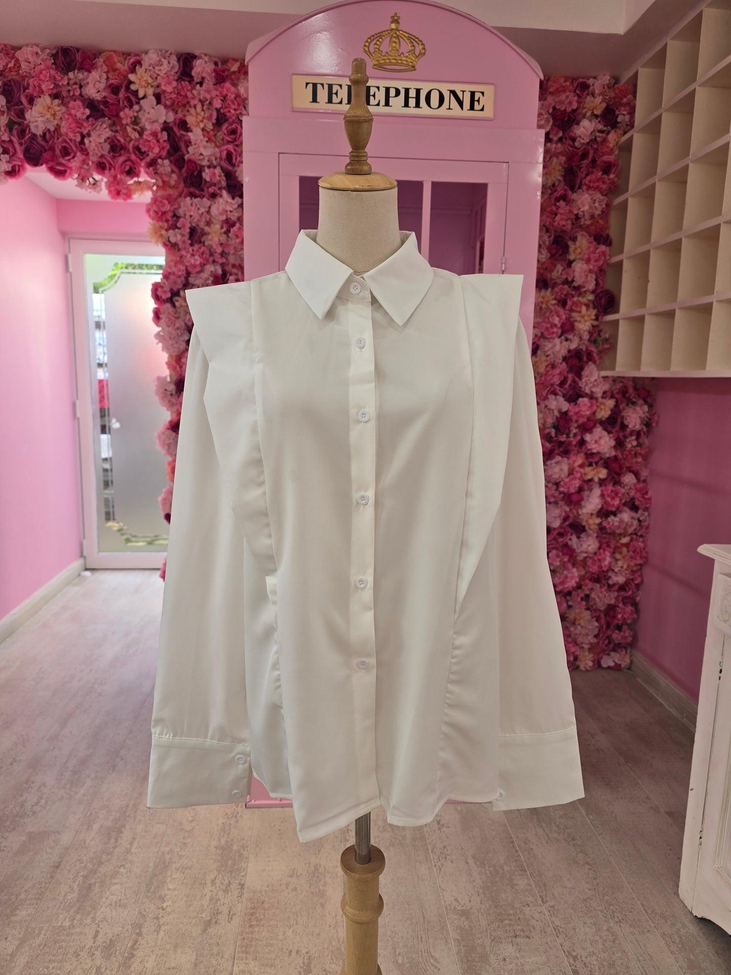 Wideshoulder Professional White Blouse