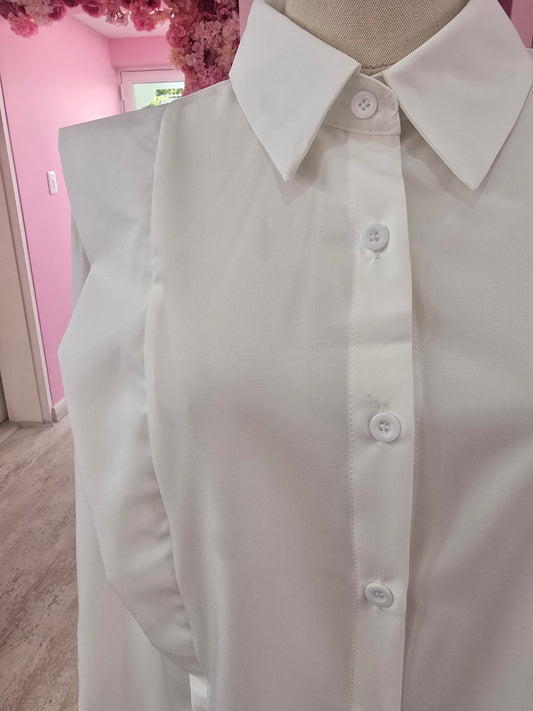 Wideshoulder Professional White Blouse