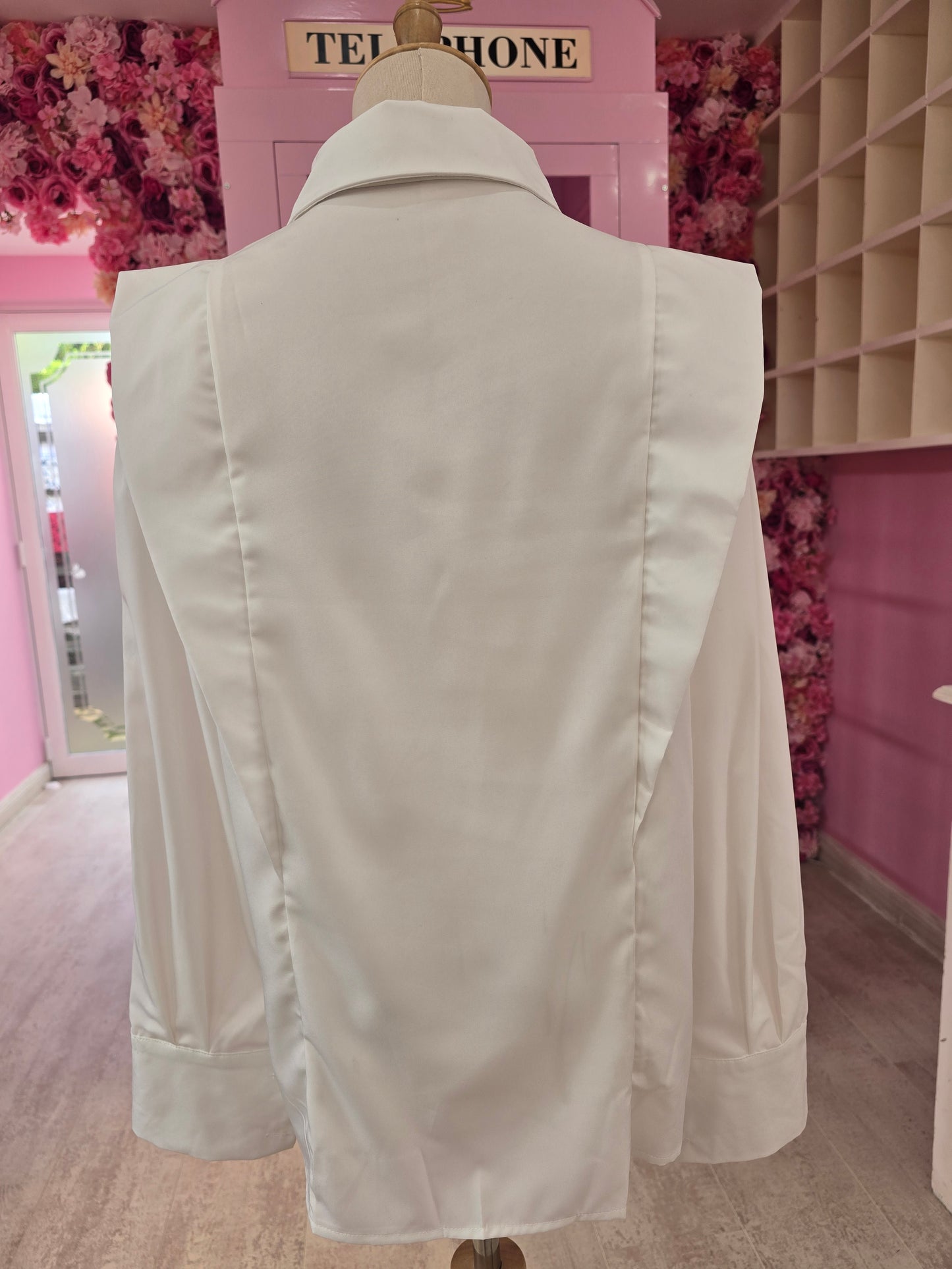 Wideshoulder Professional White Blouse