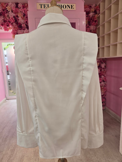 Wideshoulder Professional White Blouse