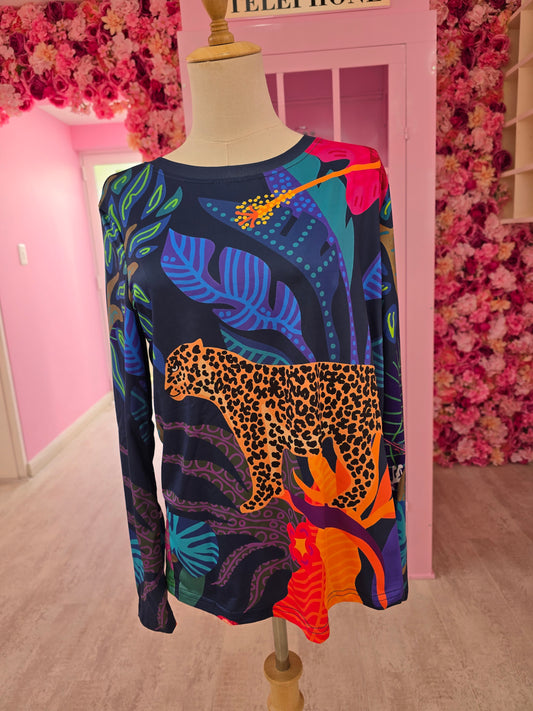 Tiger Floral Colour Block Top