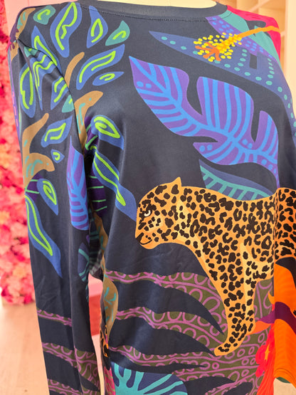 Tiger Floral Colour Block Top