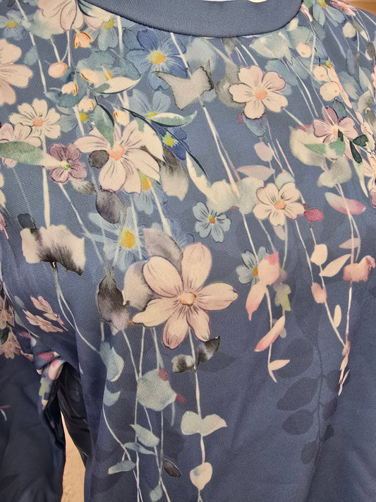 Loose Fit Thermal Blue Floral Top