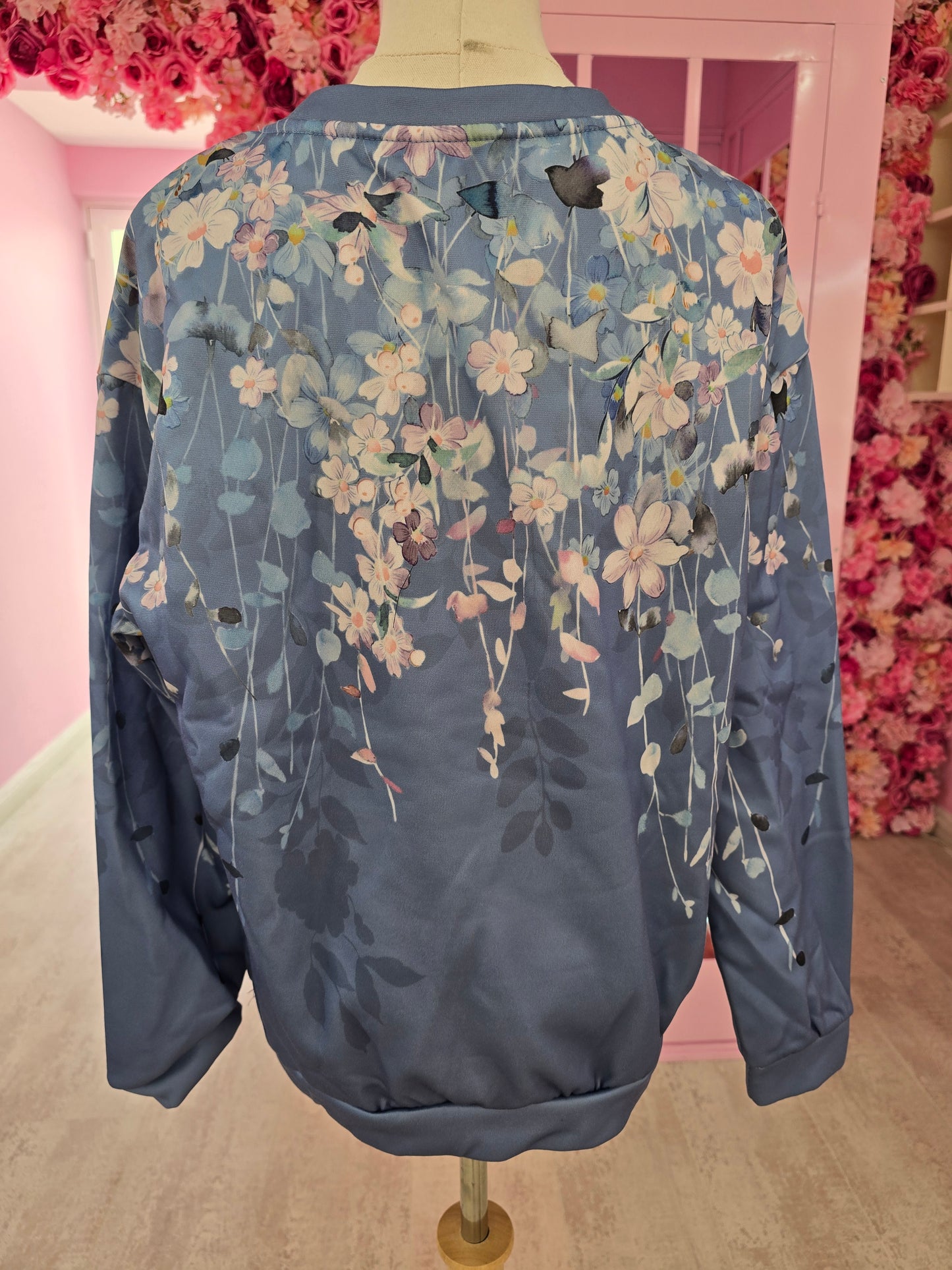 Loose Fit Thermal Blue Floral Top
