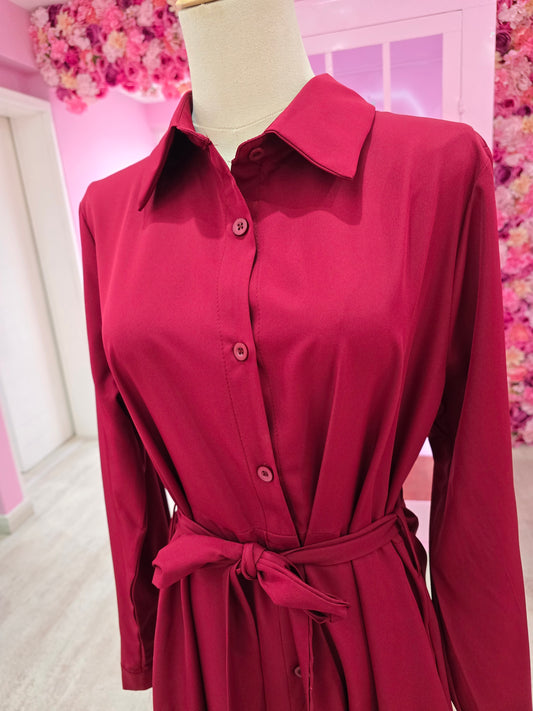 Burgundy A-line Dress