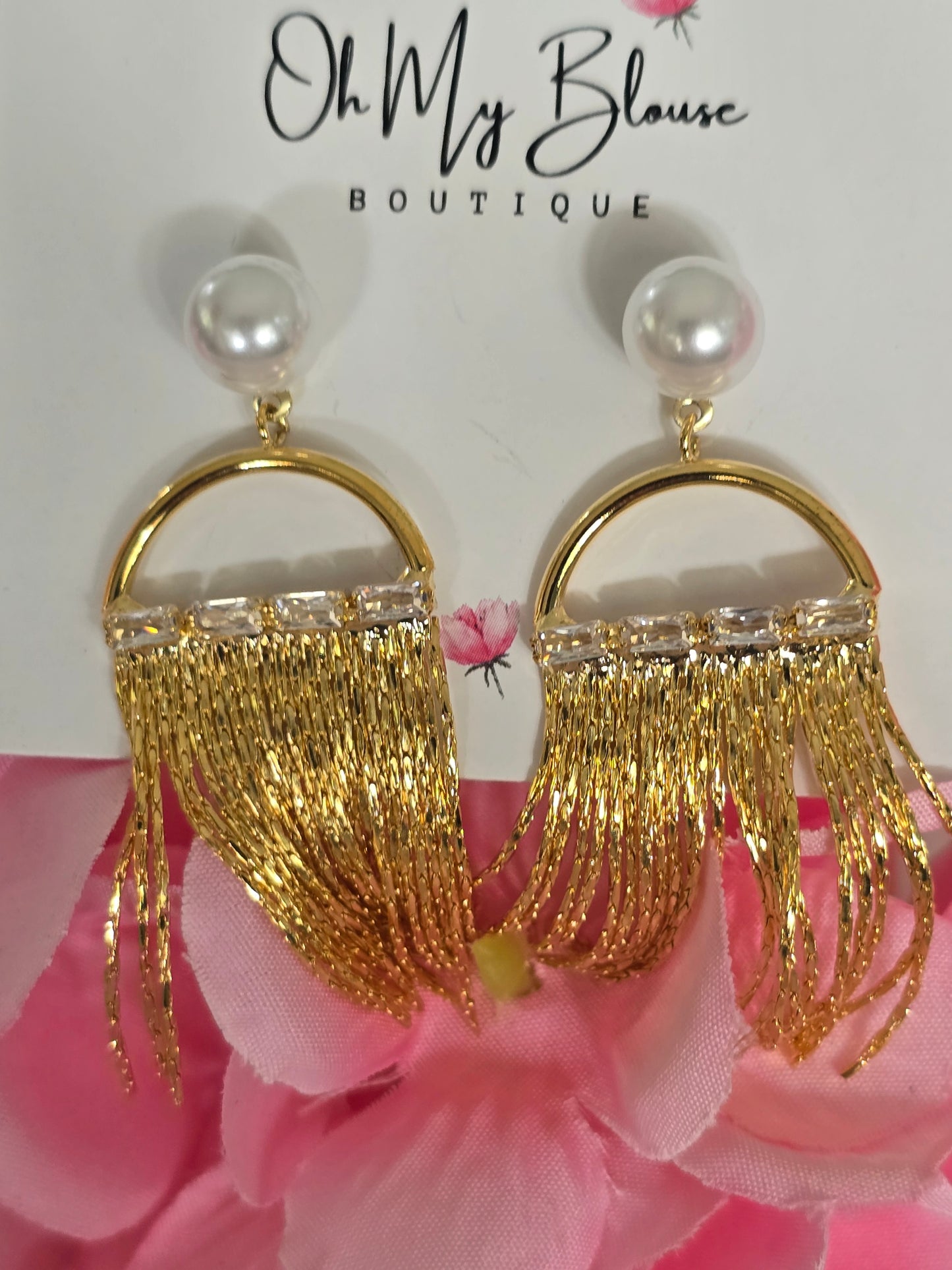 Golden Pearl Dangle Earrings