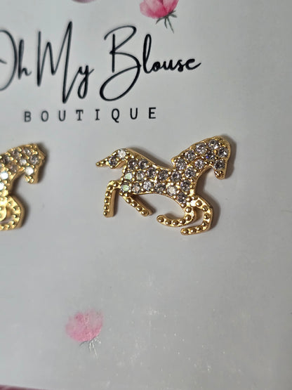 Diamond Gem Horse Earrings