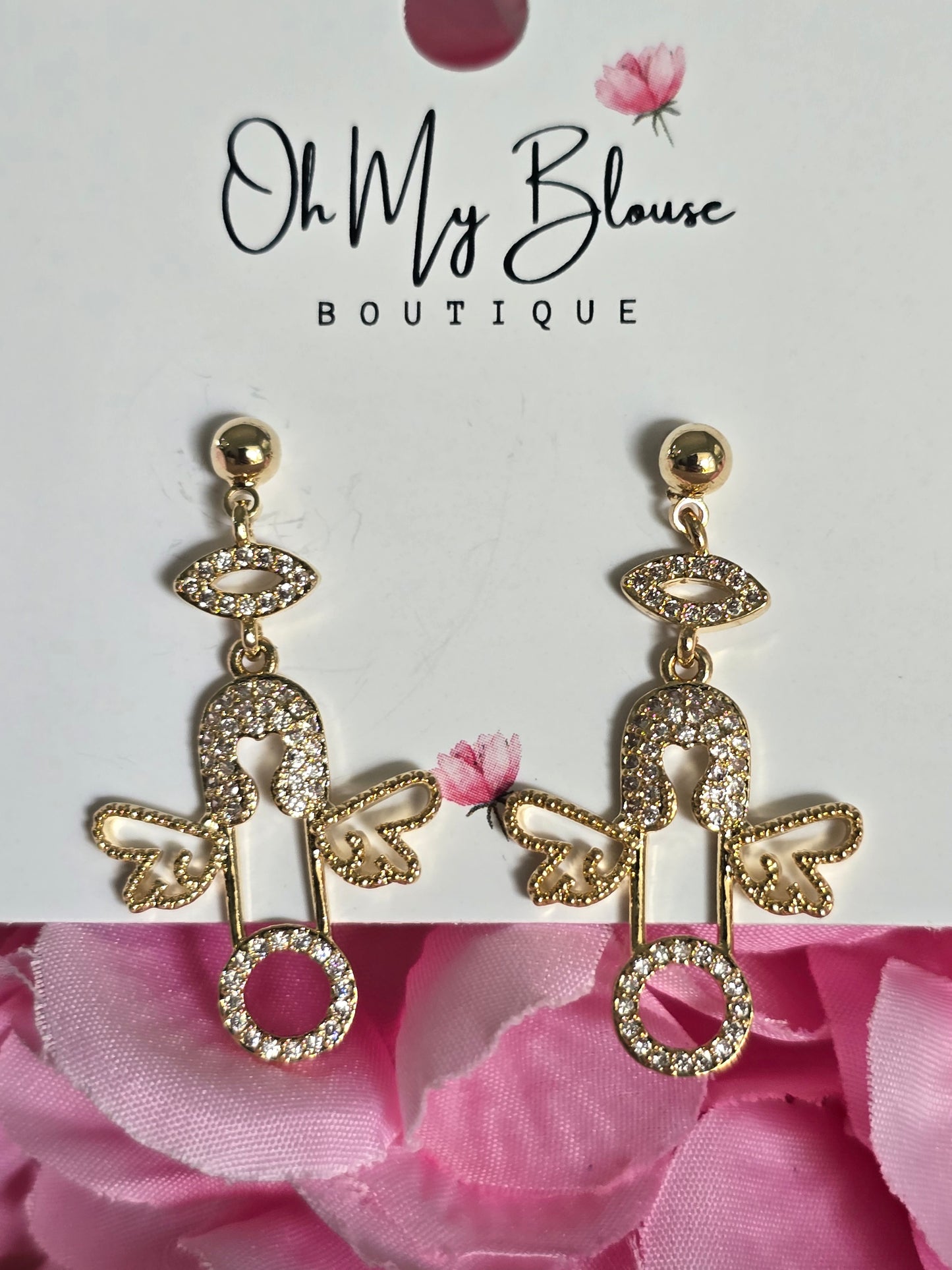Safety Pin Angel Earrings