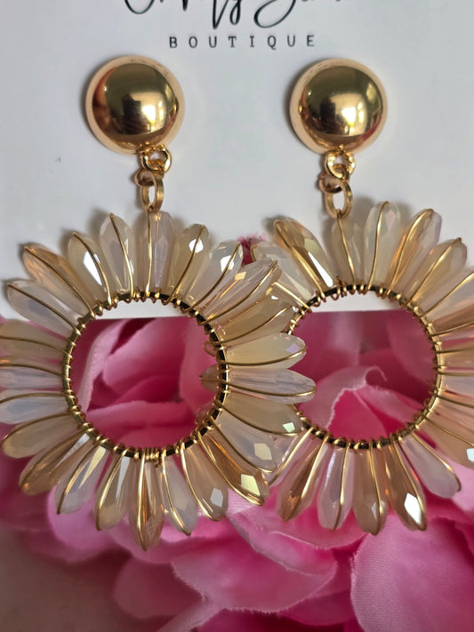 Pearl Goddess Sunflower Earrings