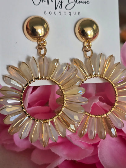 Pearl Goddess Sunflower Earrings