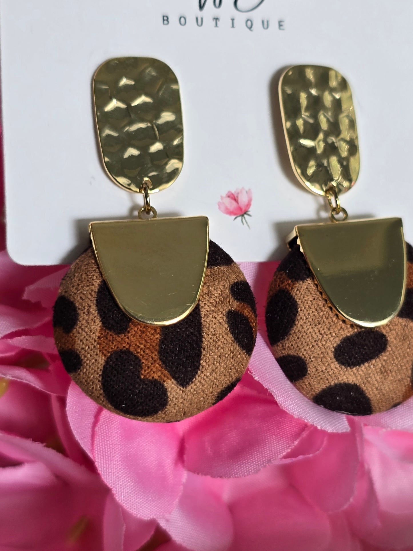 Leopard Button Earrings