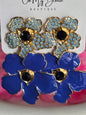 Dramatic Floral Blue Earrings