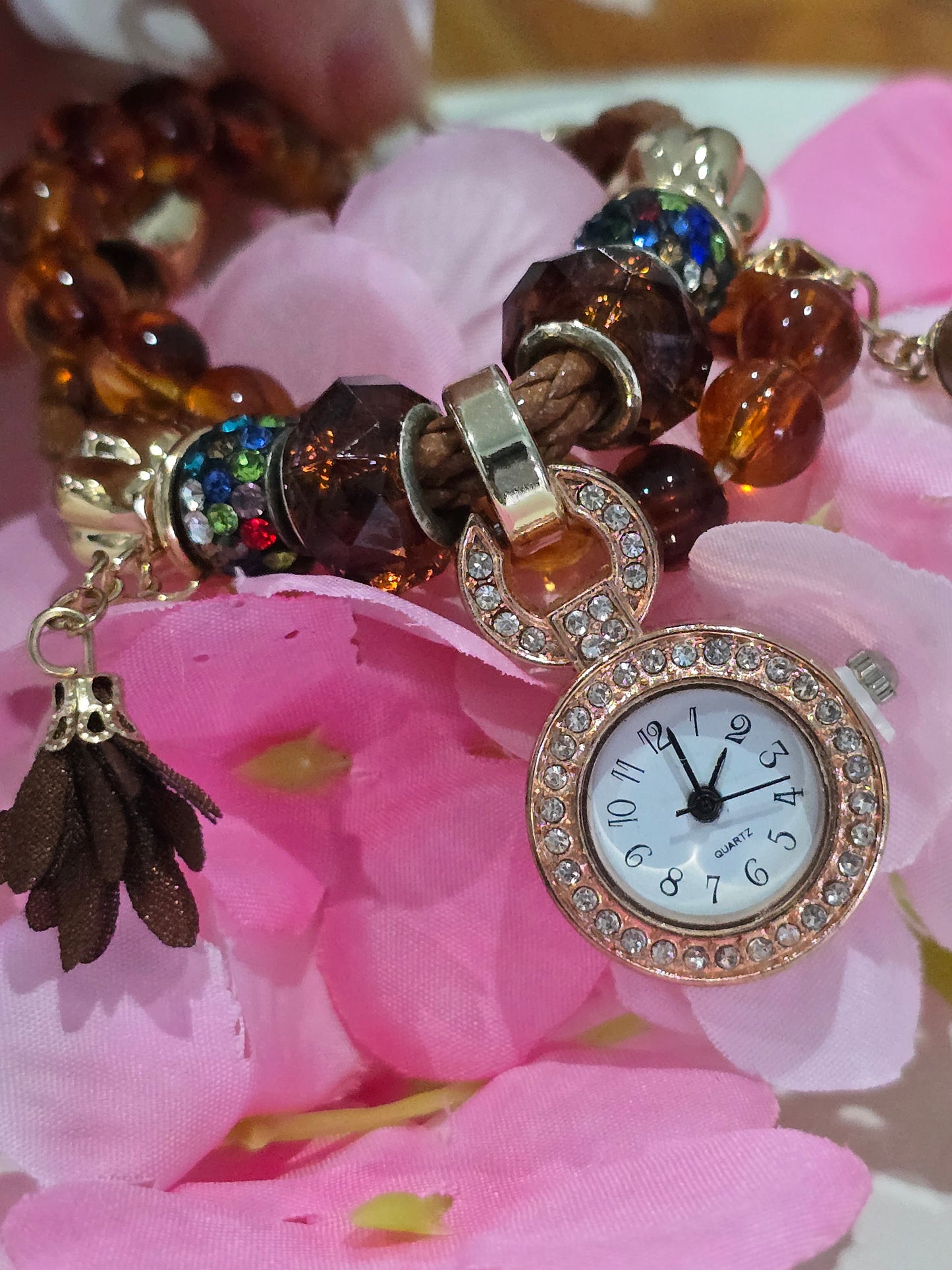Brown Beaded Watchset