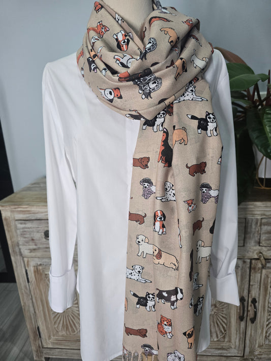 Beige Doggies Scarf