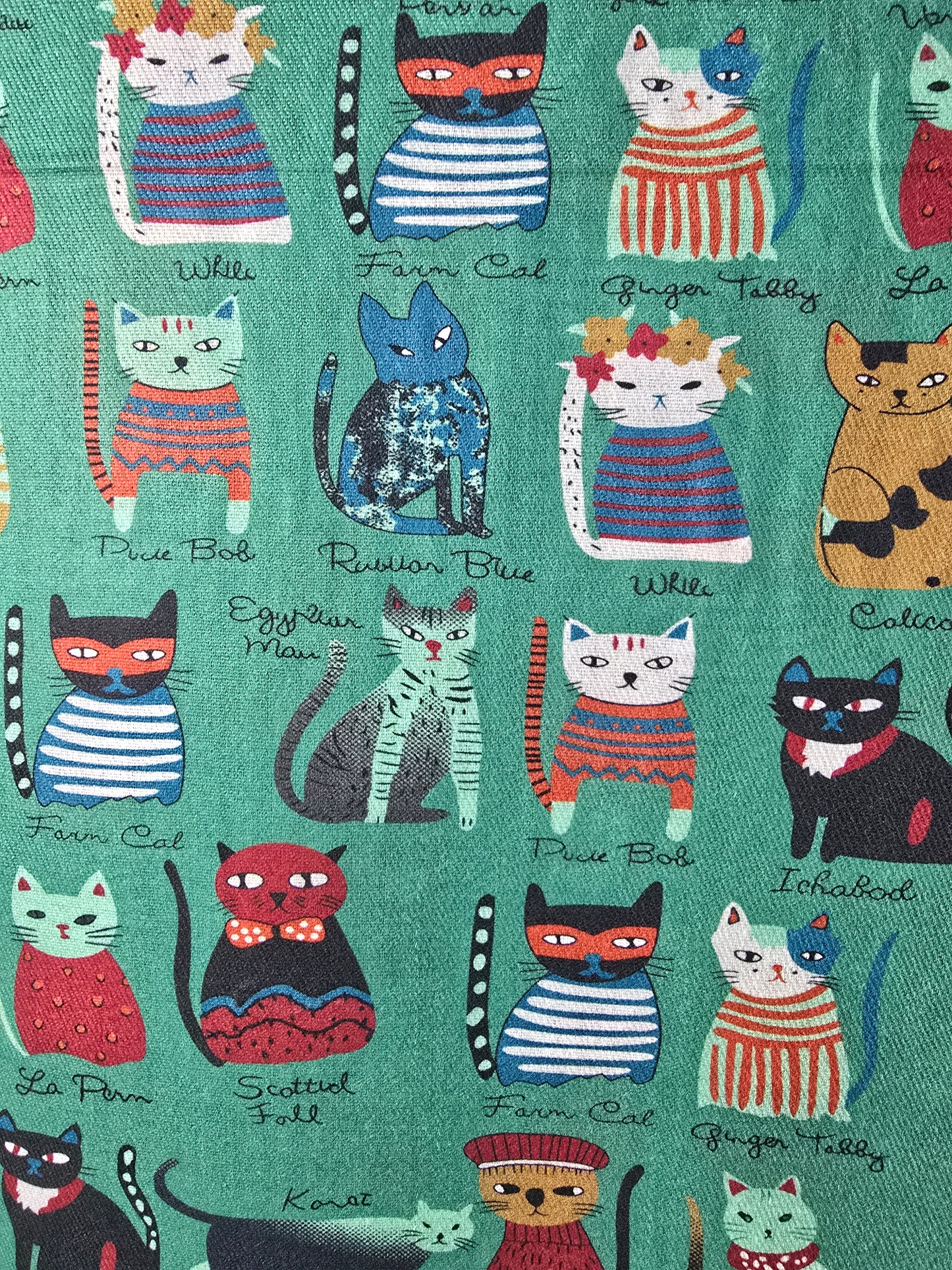 Green French Cats Scarf