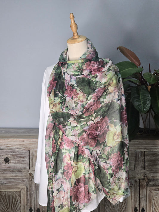 Dusty Rose and Sage Garden Scarf