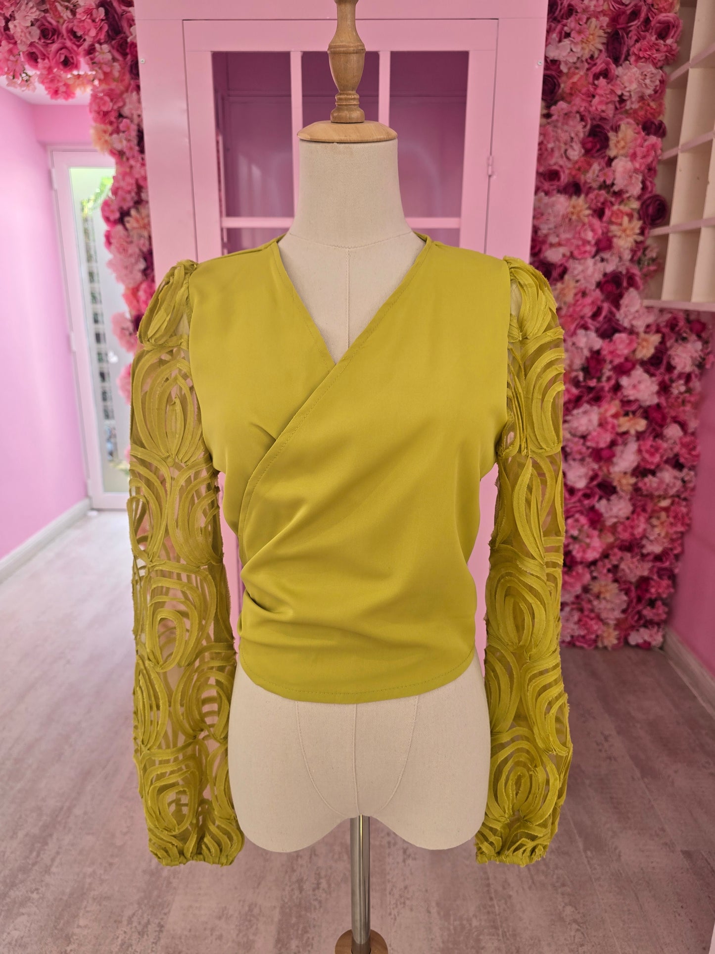 Chartreuse Wrap Blouse
