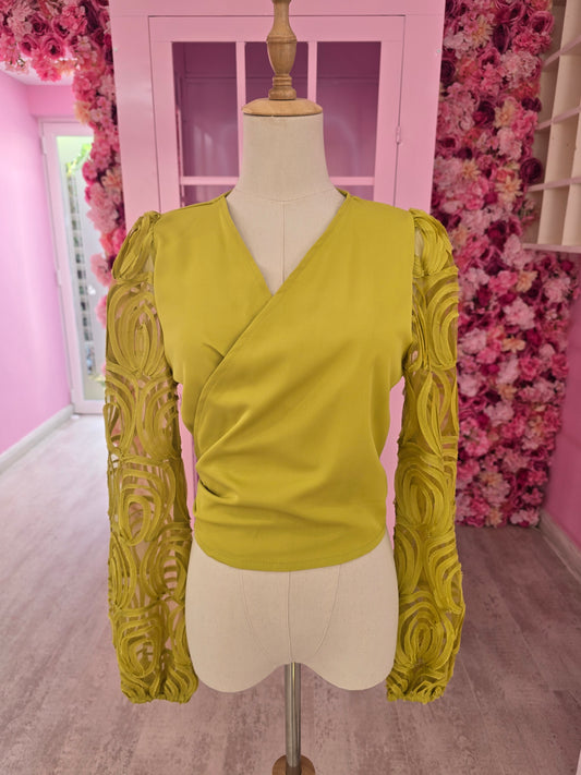 Chartreuse Wrap Blouse