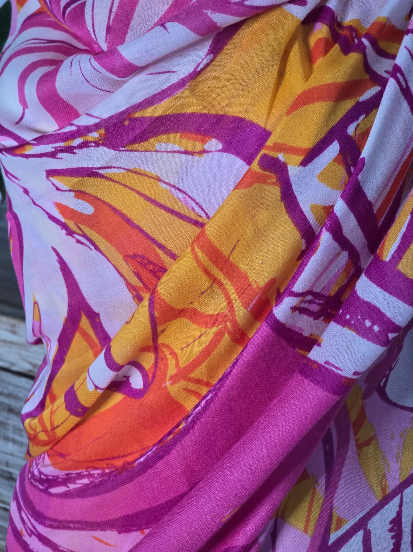 Pink and Orange Leaves Scarf