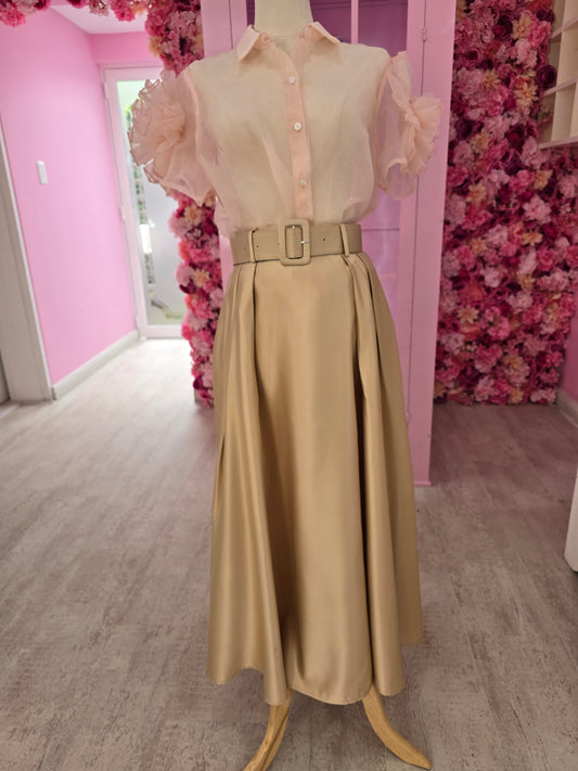 Champagne A-Line Silk Skirt (without belt)