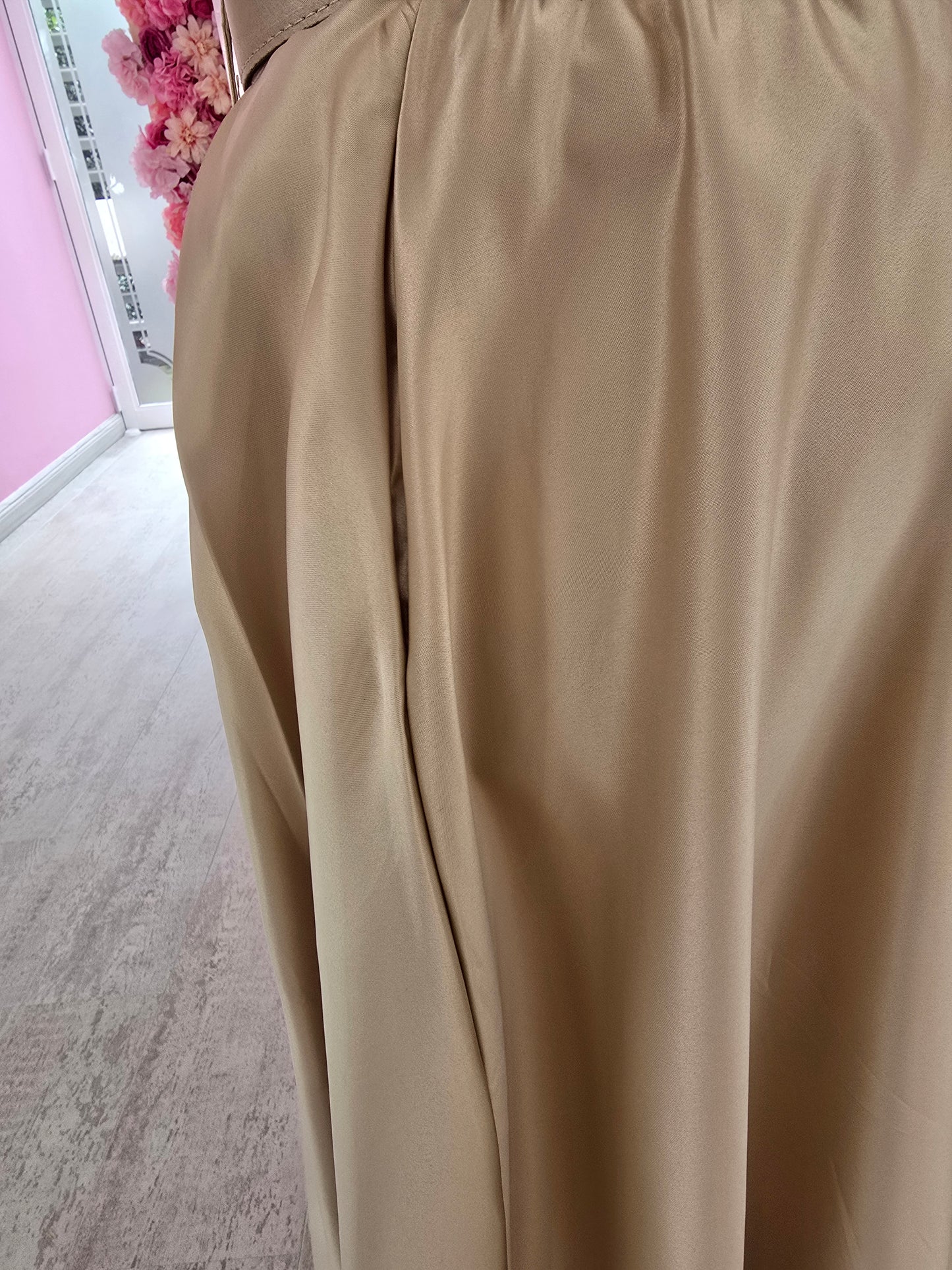 Champagne A-Line Silk Skirt (without belt)