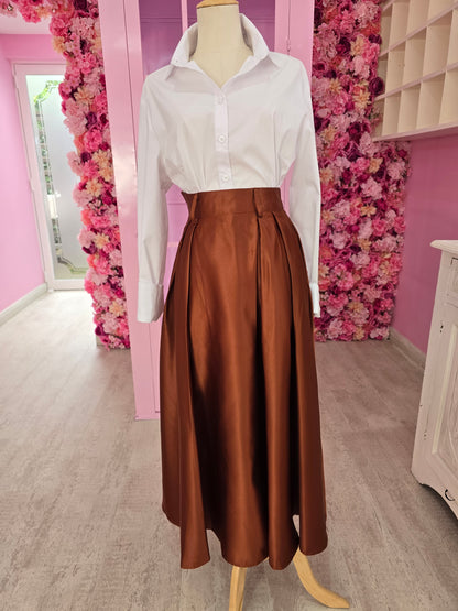 Rust A-Line Skirt Silk (without belt)