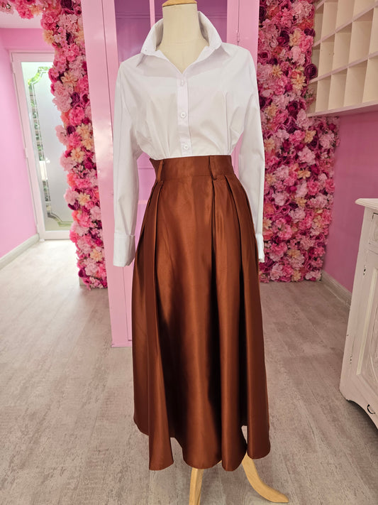 Rust A-Line Skirt Silk (without belt)