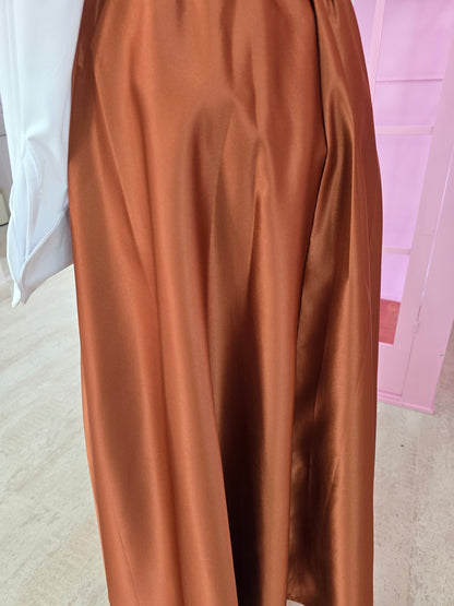 Rust A-Line Skirt Silk (without belt)