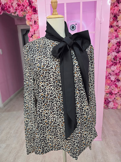 Leopard Bow-tie Blouse