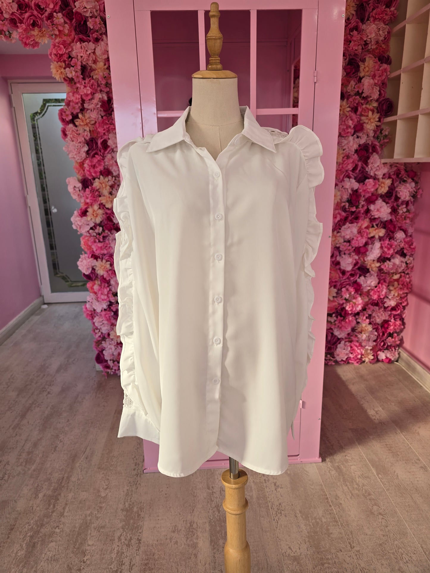 White Ruffle Blouse