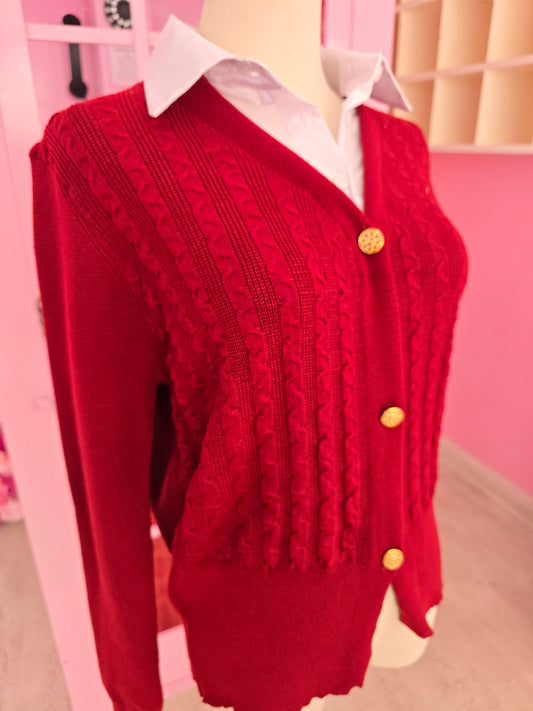 Maroon Knit with shirt illusion