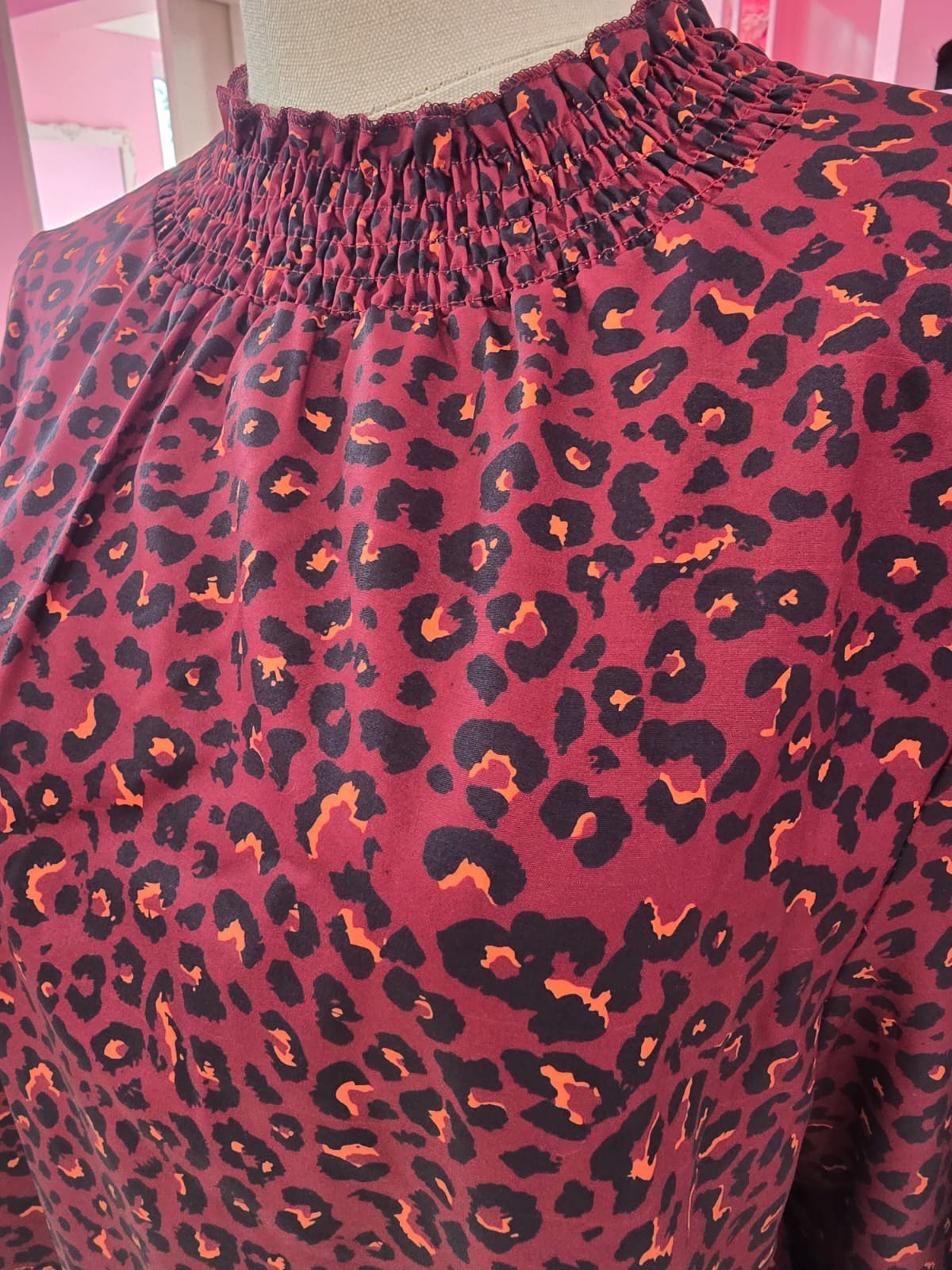 Maroon leopard print blouse