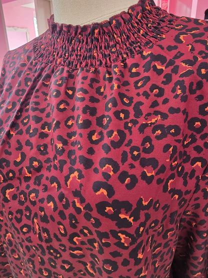 Maroon leopard print blouse