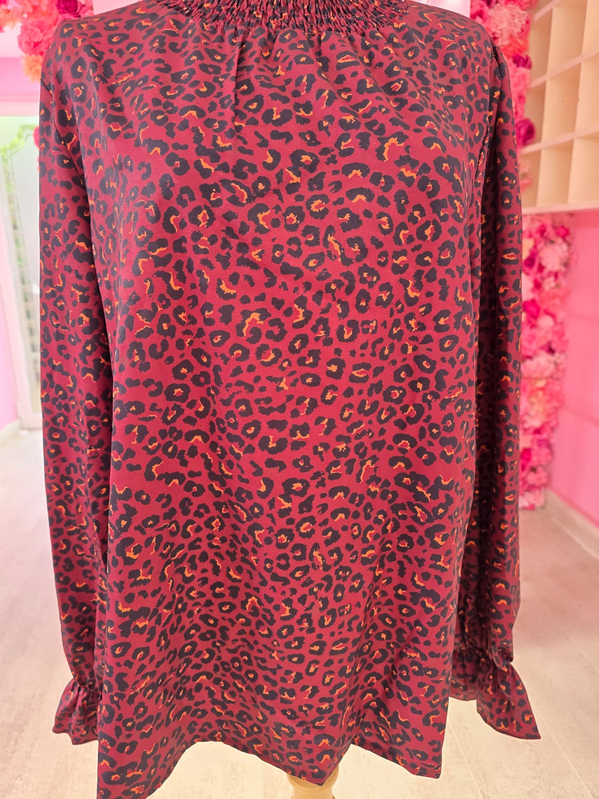 Maroon leopard print blouse